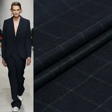 Pearlsilk NavyBlue клетчатая пряжа окрашенная шерстяная ткань одежда материал Осенняя Женская куртка швейная ткань портной