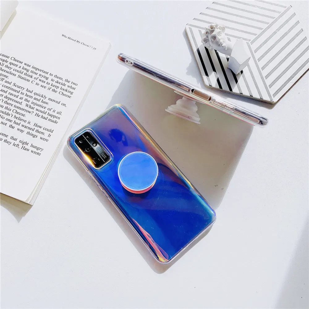 huawei pu case Luxury Clear Soft Phone Case For Huawei Y8P Y9S P Smart Plus S Z Y9 Prime 2019 Rainbow Gradient Color Holographic Mirror Cover pu case for huawei