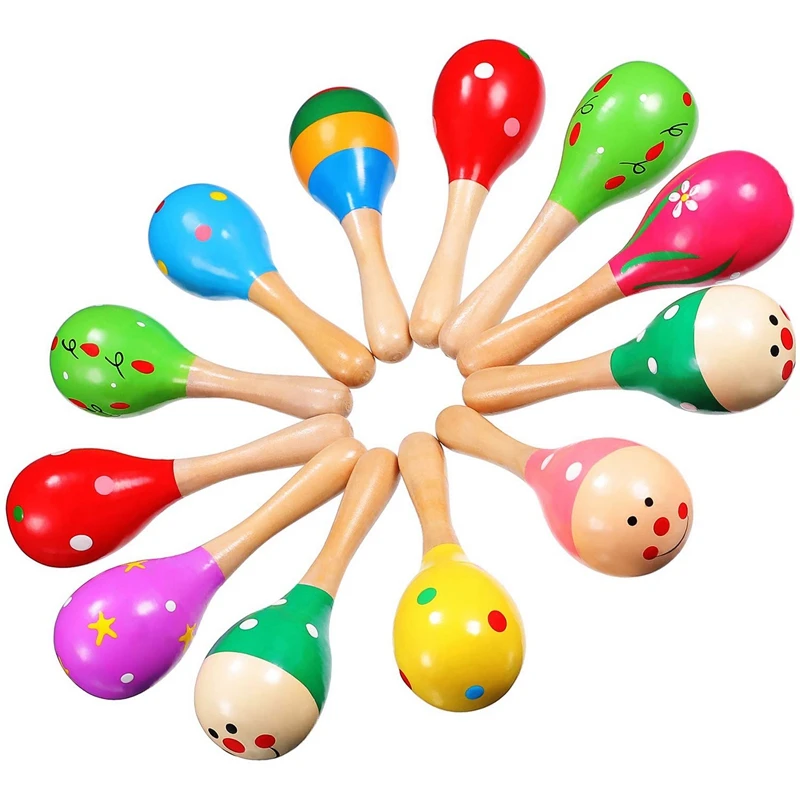 Dropship-12 шт. maracas для maraca вечерние деревянные maracas красочные мини maracas для Fiesta Favours Музыкальные инструменты