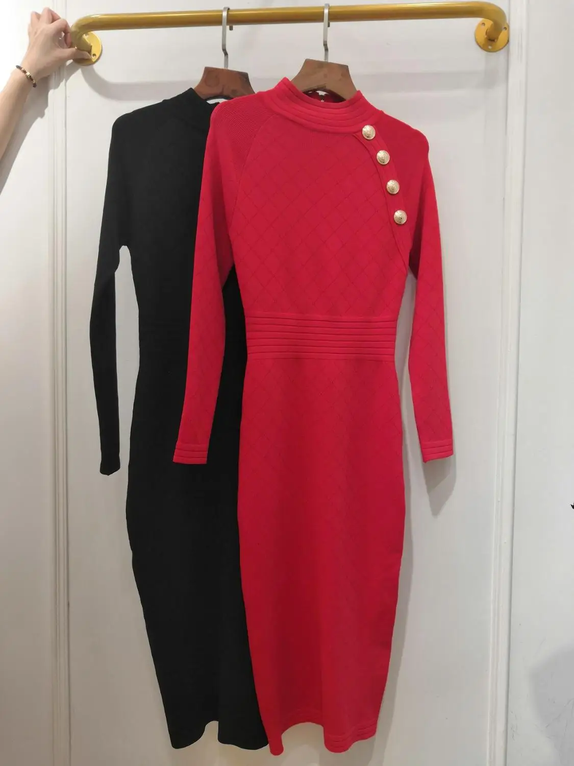 

2019 autumn casual female long sleve dress women knit slim dress 2 color rmsx 8.23