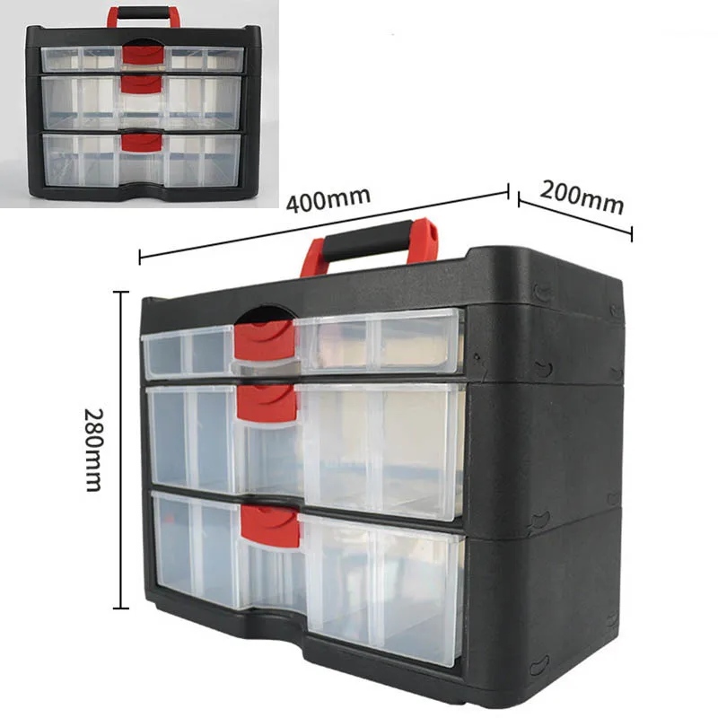 

Drawer-type toolbox large thickened three-layer storage box plastic parts component box household tool box