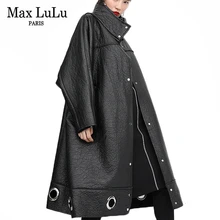 Max LuLu Fashion Korean Ladies Punk Winter Streetwear Women Long Faux Leather Jackets Casual Warm Fur Clothes Oversized Pu Coats