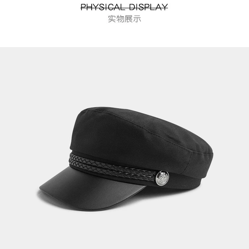 Осенне-зимняя женская восьмиугольная шляпа, модная плоская бейсбольная Кепка в стиле милитари, Женская одноцветная шапка, повседневный берет с козырьком