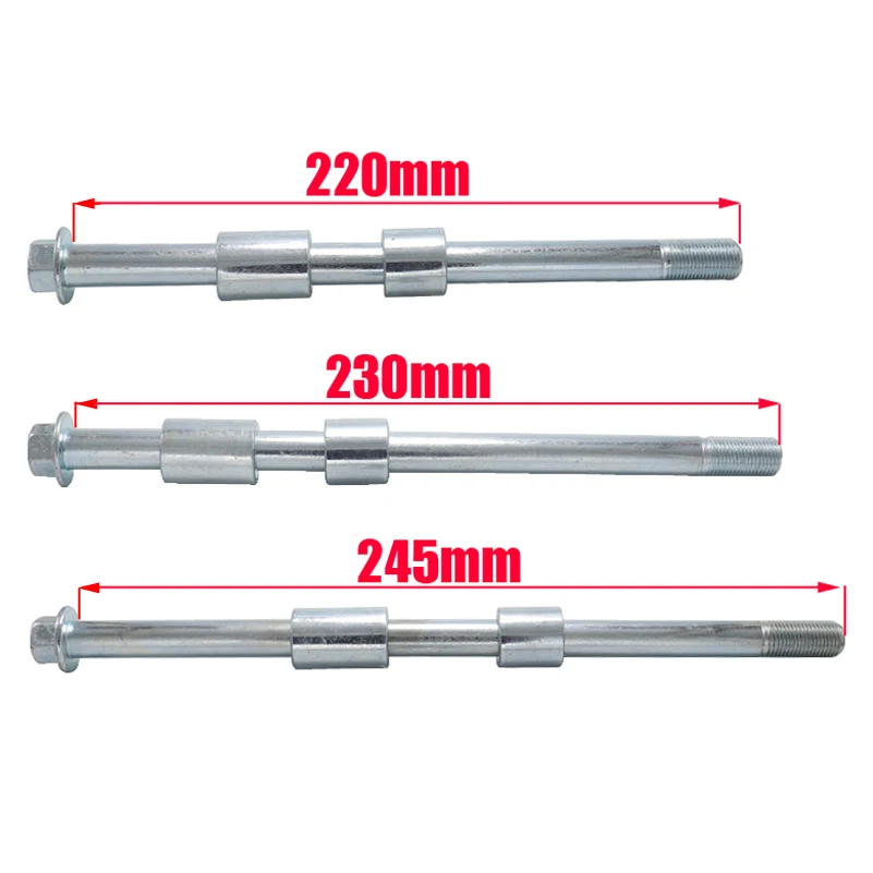 12mm 220mm / 230mm / 245mm + 3 Spacers Front Back Rear Axle For 70cc 90cc 125cc 140cc 200cc 250cc PIT PRO Trail Dirt Bike dirt bike axle