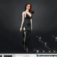 

In Stock 1/6 Scale ZY5025 Black Sexy Suspender Long Skirt Evening Dress Stockings Suit Fit for 12‘’ Action Figure
