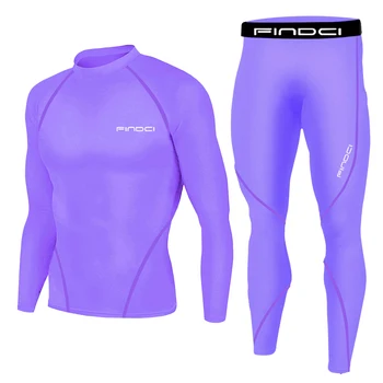Findci Men's Sports Running Set Compression Shirt + Pants Skin-Tight Long Sleeves Quick Dry Fitness Tracksuit Gym Yoga Suits 1