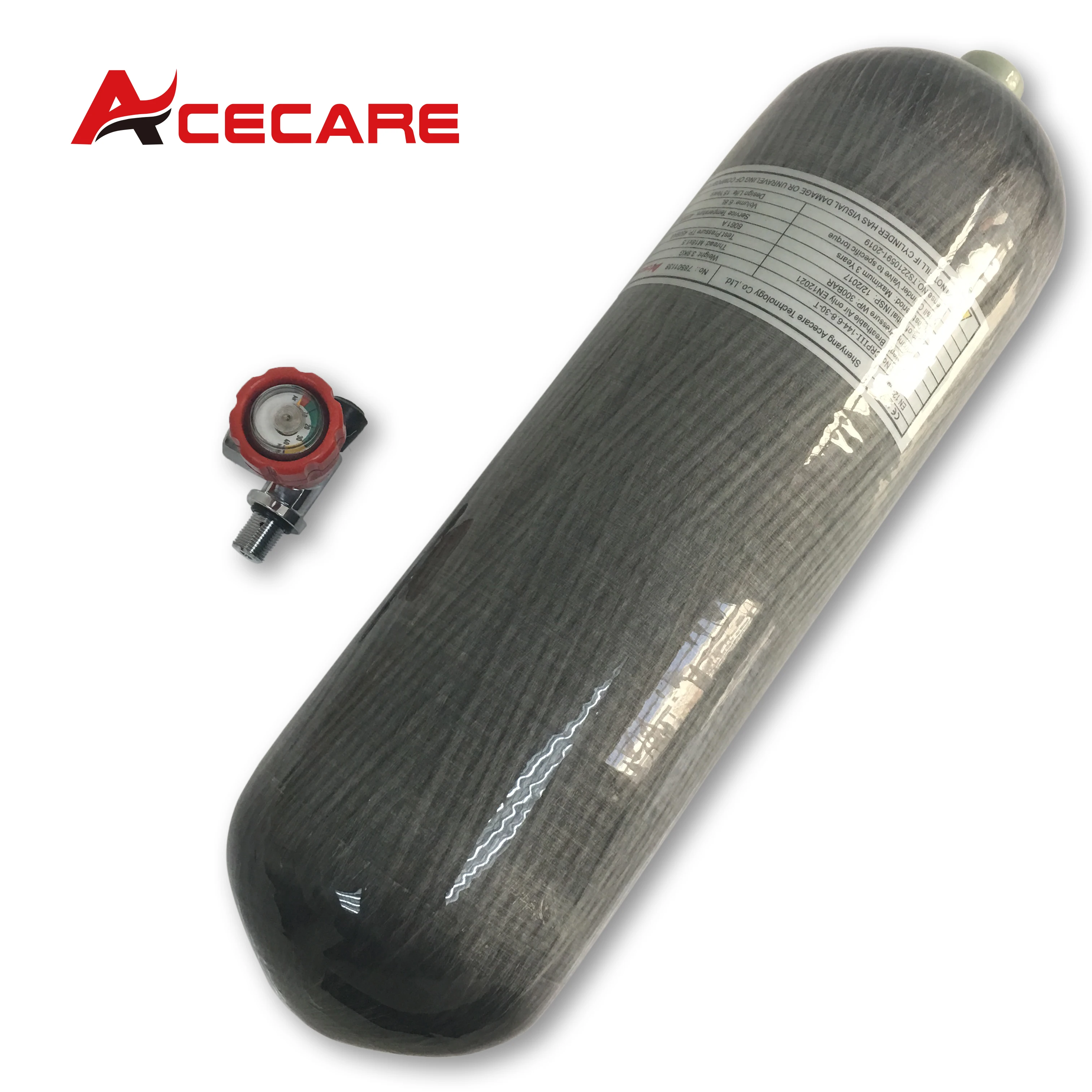 Acecare 3L/6.8L Pcp Paintball Scuba Tank High Pressure Gas Cylinder Compressed 300bar CE ＆ Red Valve Scuba Breathing Apparatus
