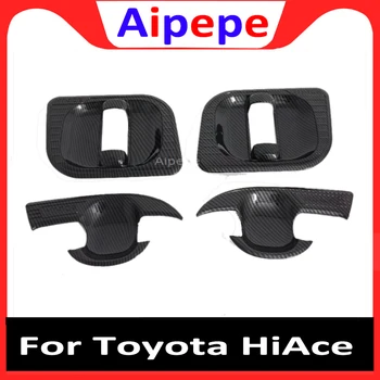 

Car Styling For Toyota HiAce Sixth Gen (H300) 2019 2020 Carbon Fiber Style Inner Door Handle Cover Catch Bowl Trim Insert Bezel