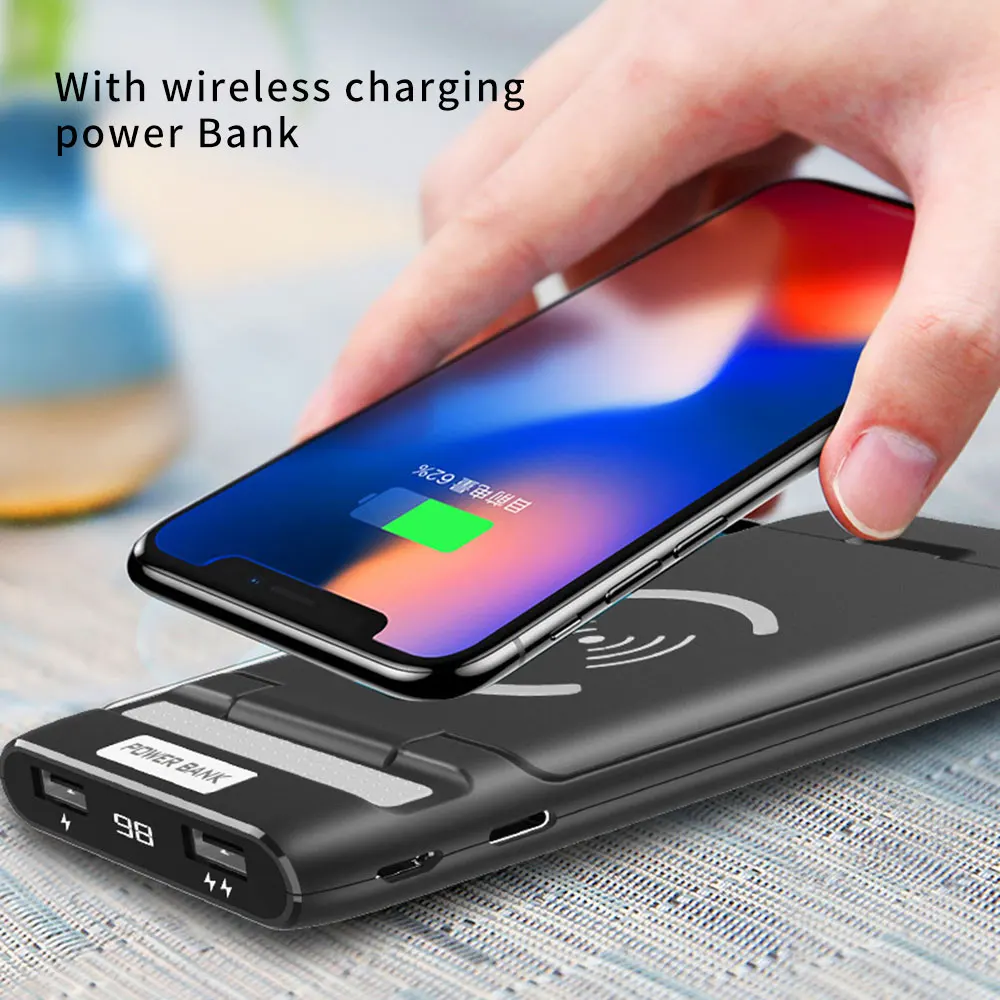 3 IN 1 10000mAh Qi Drahtlose Ladegerät Power Bank Für Xiao mi mi iPhone Externe Batterie Drahtlose
