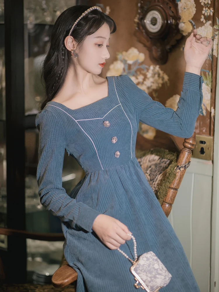 Early autumn the new literary fairy skirt restoring ancient ways is super fairy corduroy dresses female intelligence fume is a b