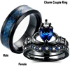 Carofeez-anillo de acero inoxidable con circón azul para hombre y mujer, sortija de boda, color negro, para el Día de San Valentín ► Foto 1/6