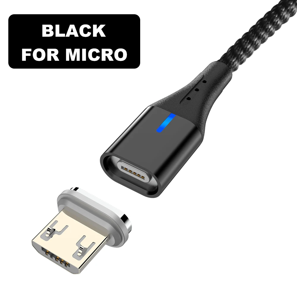 Vanniso быстрое магнитное зарядное устройство 3,0 Micro USB кабель для iPhone XS samsung Xiaomi Быстрая зарядка Магнитный телефонный кабель type C - Цвет: Black Micro USB