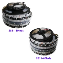 Ws2811 rgb led strip pixels led externo 1 ic controle 3 leds 5050 smd endereçável 30/60led/m normal/brilhante 5m 12v frete grátis