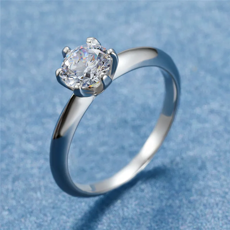 Классические женские свадебные кольца с бриллиантами 3CT, простые обручальные кольца для невесты, женские модные кольцо из стерлингового серебра 925 ювелирные изделия, подарок