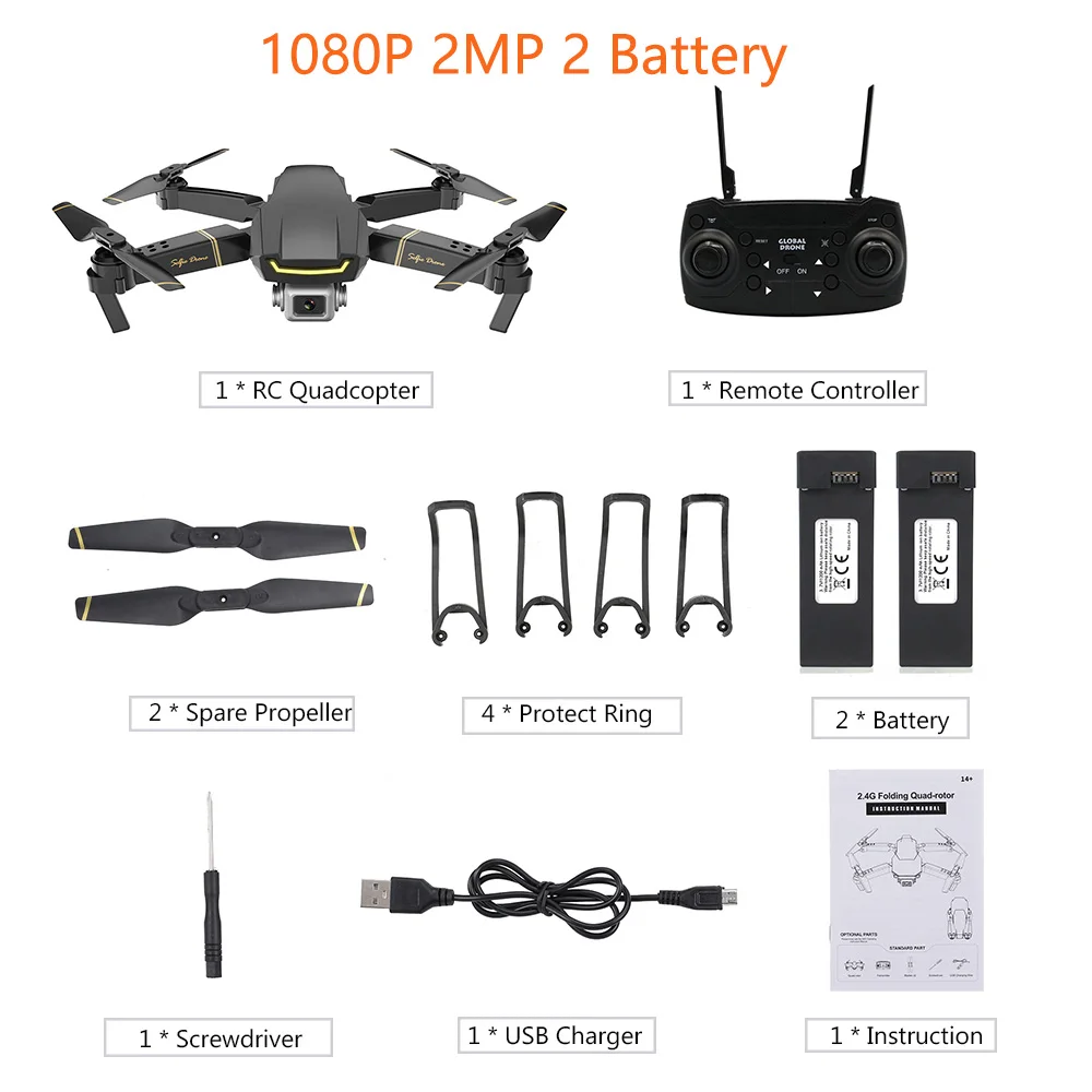 Мини-Дрон GLOBAL Drone GW89 RC Дроны с камерой hd 1080P 2MP Wifi FPV складной Радиоуправляемый квадрокоптер с 2/3 батареей VS E58 H37 - Цвет: 1080P 2MP 2 Battery