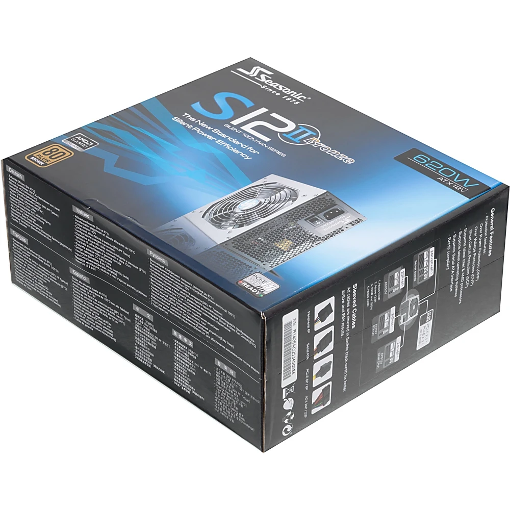 Блок питания Seasonic ATX 620W S12II-620 80+ bronze(24+4+4pin) APFC 120mm fan 9xSATA RTL