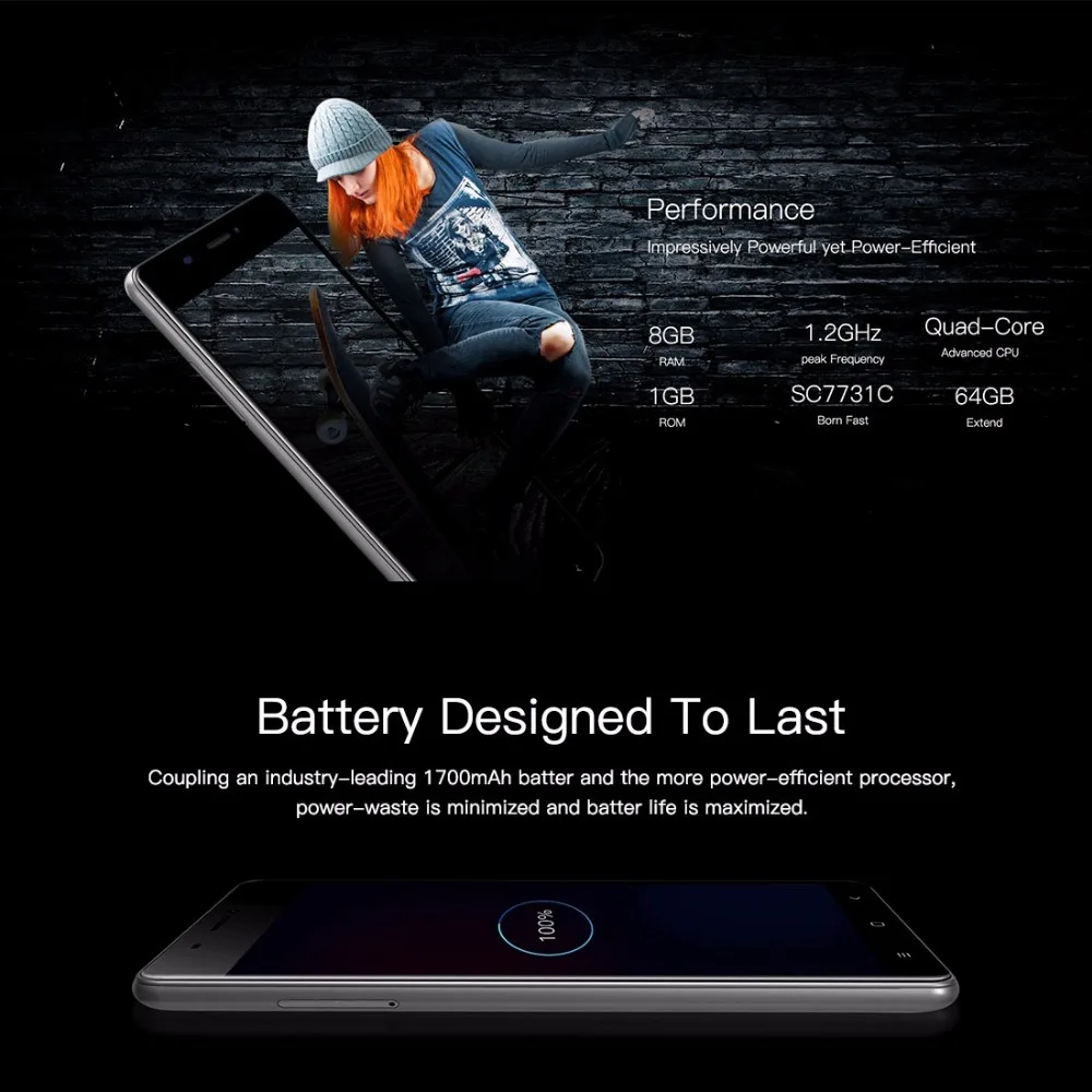 Смартфон KENXINDA V6 4 5 дюймов Android OS V7.0 Qcta Core 1 2 ГГц Гб ОЗУ 8 ПЗУ 1700 мАч 3g мобильный