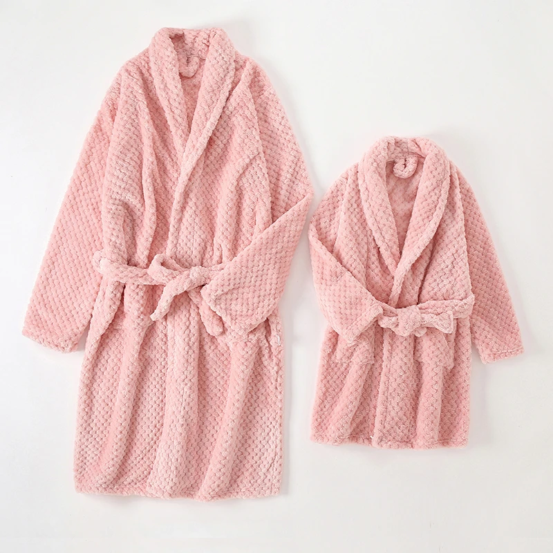 Family Matching Outfits Autumn Winter Warm Children Bathrobe Flannel