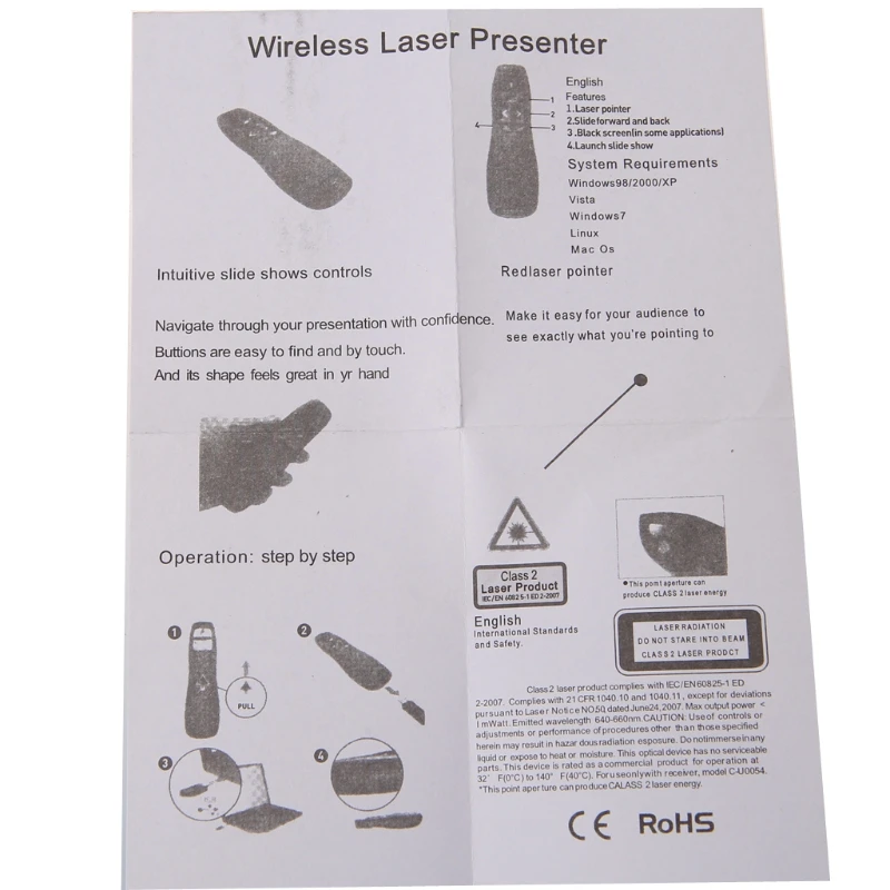 Черный 2 4 ГГц для Logitech Беспроводной ведущий R400 с красный лазерный указатель ручка