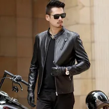 Брендовая мужская куртка из искусственной кожи, повседневная приталенная Байкерская короткая куртка в английском стиле, черная верхняя одежда на молнии с воротником-стойкой, Мужская M-3XL