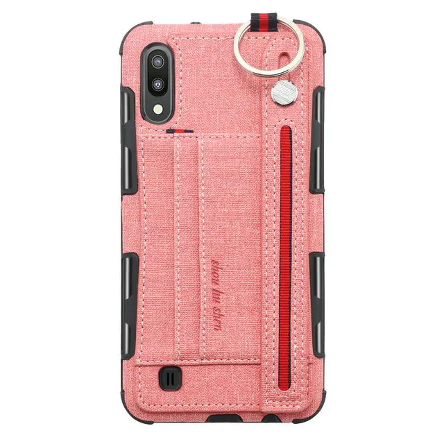 Розовый Карточка из ткани слот металлическое кольцо для Coque samsung A50 Чехол samsung A70 задний Чехол для samsung Galaxy A20 чехол A 50 S 50s A50S A30S A10 - Цвет: Розовый