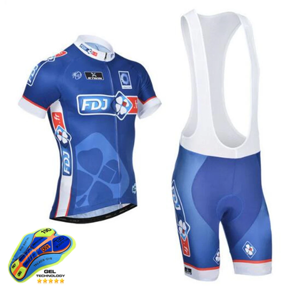 Bib cycling set Мужская одежда Pro Team FDJ, комплект из Джерси для велоспорта MTB, одежда с коротким рукавом, одежда для шоссейного велосипеда, летняя одежда для верховой езды, униформа для триатлона, рубашки - Цвет: Bib cycling set