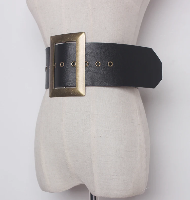 Fashion Women Belt Jeans Metal Waist-belt Black For Female Buckle Dresses Elastic Dress Casual Waistband