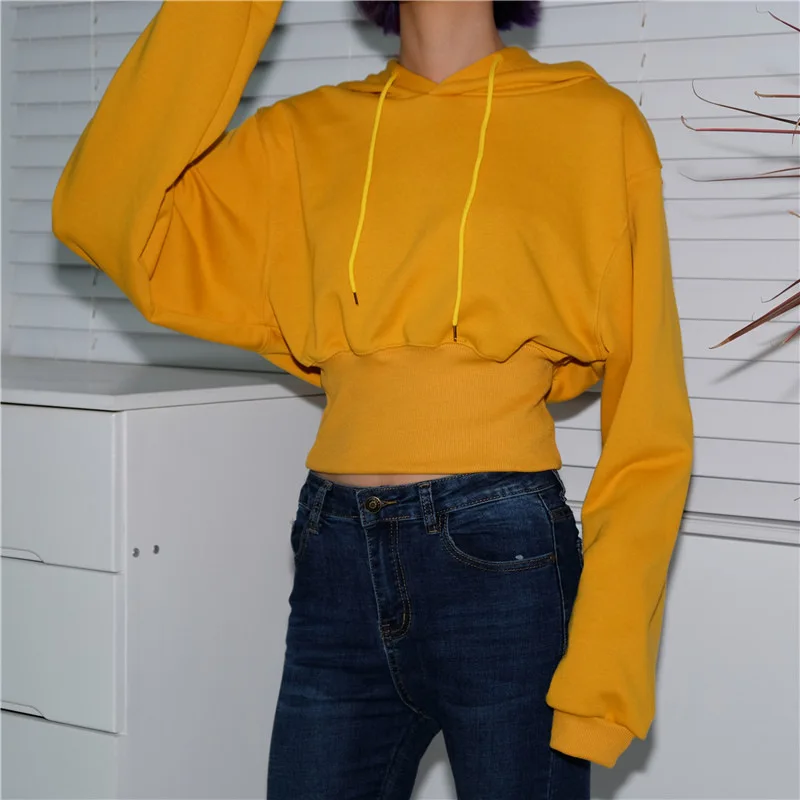 Уличная Толстовка с длинным рукавом и принтом летучая мышь, женские осенние толстовки в Корейском стиле, пуловер в стиле Харадзюку, сексуальный желтый черный топ, одежда Kpop
