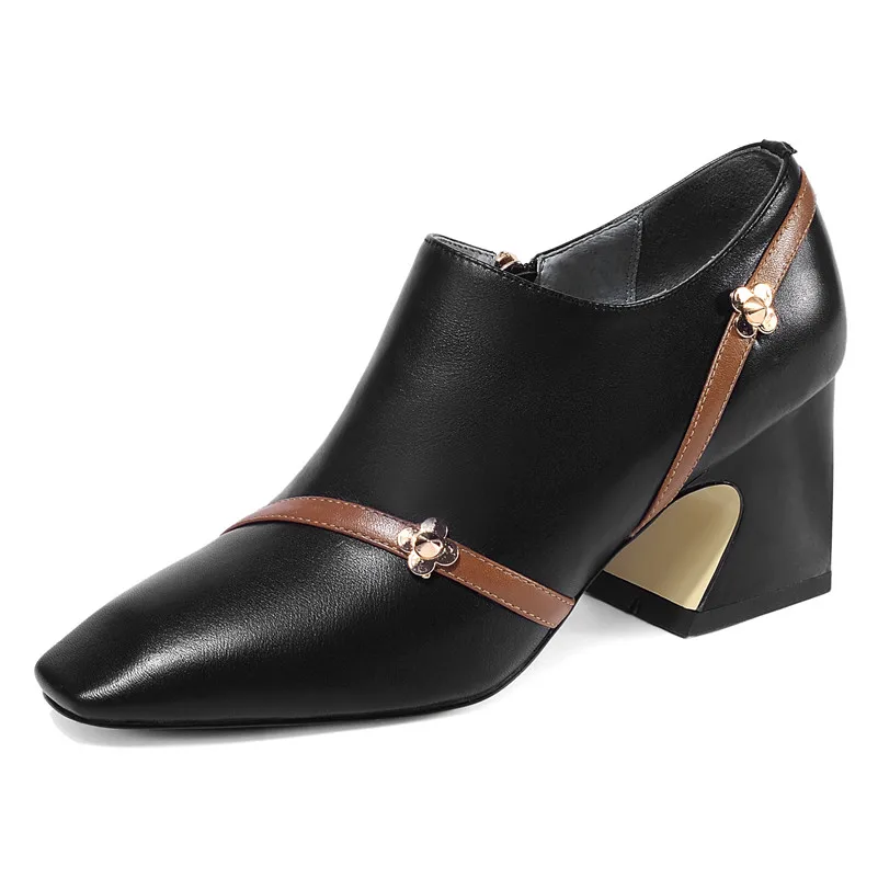 

Fashion Genuine Leather Women Pumps High Heels Casual Party Shoes Woman 2020 Spring Autumn Solid Female Working Shoes