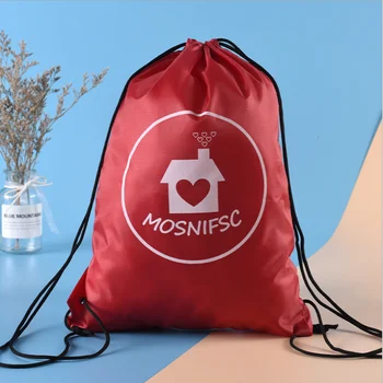 

Customized Logo Marathon Advertising Bag house and Heart-shaped Pattern of Polyester Drawstring Bags Anniversary Gift Sport Bag