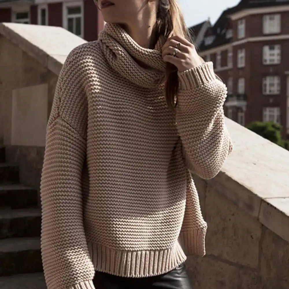 High collar knit sweater Clearance