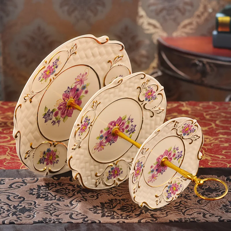 

Closeout Dried Fruit Tray Ceramic Three Layer Fruit Plate Cake Stand Candy Dish Creative Gifts Large Size New Year Candy Box Pla