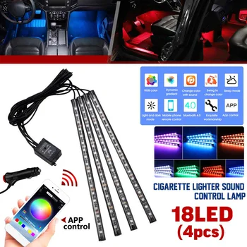 

Car Interior Atmosphere LED RGB Strip Light Dash Floor Foot RGB LED Strip Decorative Light Music sound Control Multiple lighting