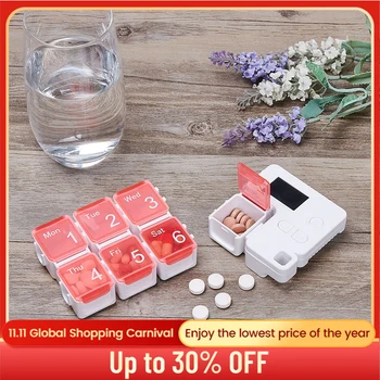 

Portable Electronic Timing Pill Box Intelligent Reminder Pill Case Alarm Pill Box Weekly Tablet Container Medicine Dispenser