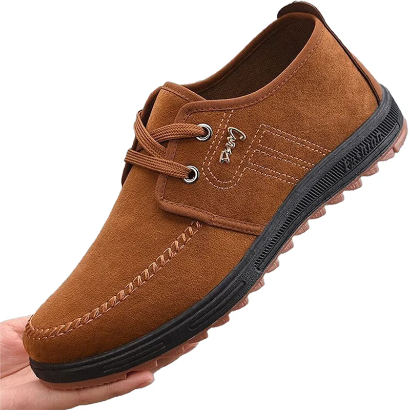 

BJYL Business Casual Men's Shoes Retro Beef Tendon Bottom Lightweight Non-slip Comfortable Dad Walking Shoes for Men Flats