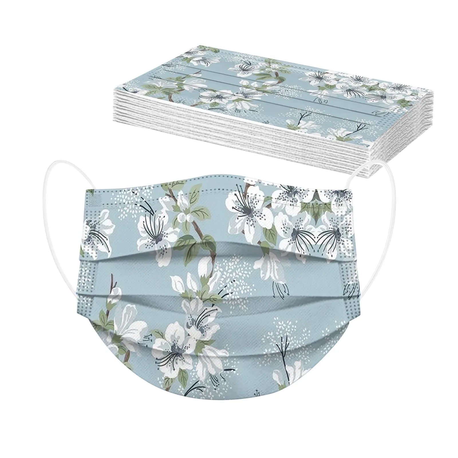 10PCS Fashion Disposable Masks For Women Flower Pattern Adults Daily Beautiful Flower Prints 3 -Layer Disposable Face Mask