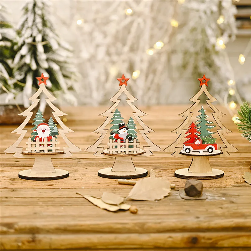 6 Pièces De Set De Pendentifs En Bois, Camion De Noël En Bois