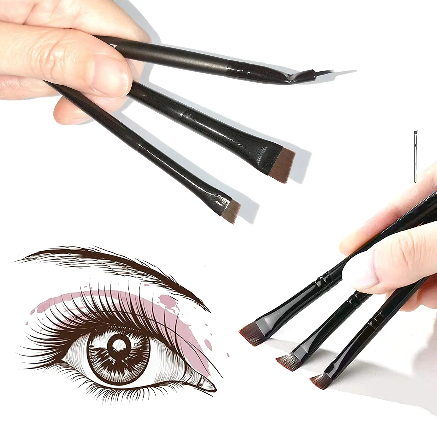 1/2pcs Eye Makeup Brow Contour Brush Eyebrow Eyeliner Brush Professional Soft Small Angled