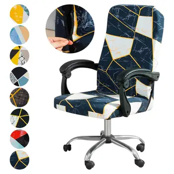 

Modern Spandex Office Chair Cover Geometric Patterns Polyester Elastic Fabric Computer Chair Slipcovers Washable Removeable