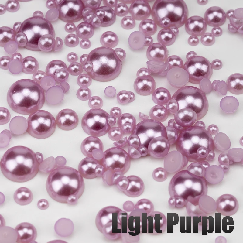 Multicolor Half Round Flatback Imitation Pearls for DIY Crafts and Nail Art
