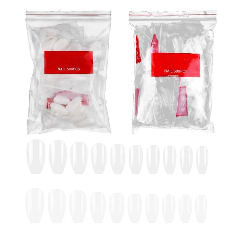 Короткий Овальный кусок 500 шт пакет поддельные ногти натуральный прозрачный