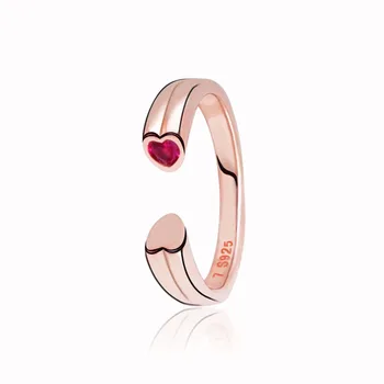 

2019 Autumn Genuine 925 Sterling Silver Women Rings Polished & Sparkling Hearts Open Ring for Engagement Jewelry Anniversary