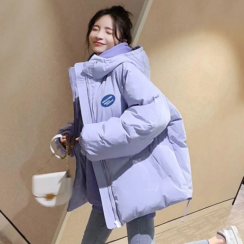 Winter down cotton padded jacket female 2021 new student cotton padded jacket Korean version loose and versatile thickened hoode