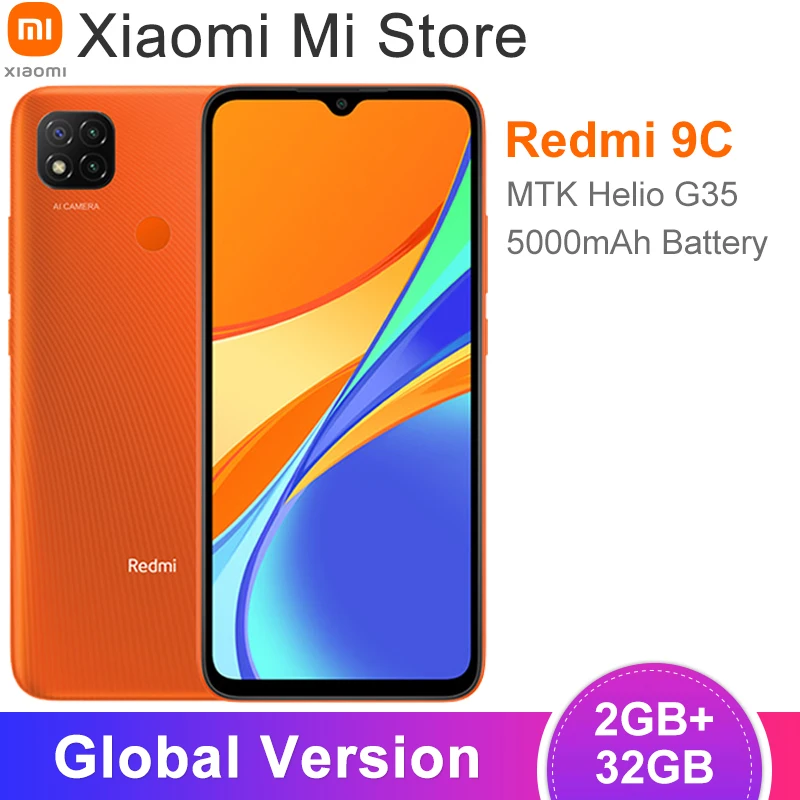 Смартфон Xiaomi Redmi 9C глобальная версия 2 Гб ОЗУ 32 ПЗУ Восьмиядерный процессор MTK Helio