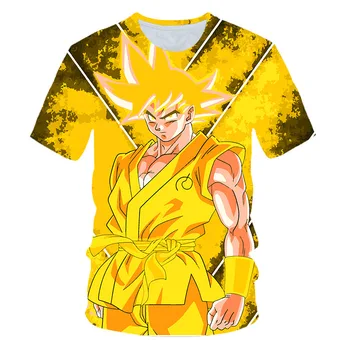 

2020 New Men And Women Personality Anime Dragon Ball Z 3d Printing Super Saiyan Goku T-shirt Cool Fashion Short-sleeved T Shirt