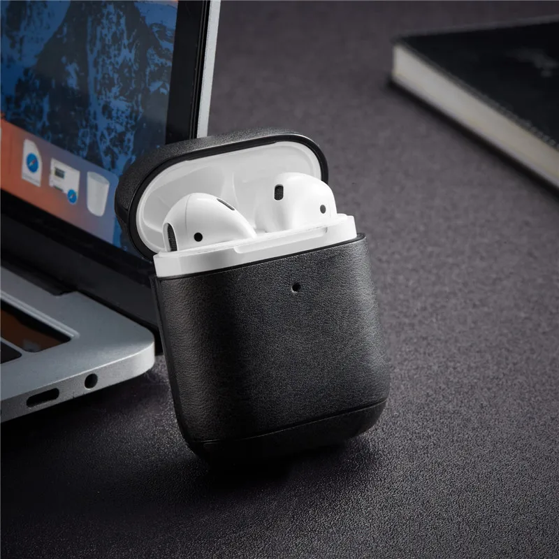 Кожаный чехол KJOEW для Apple AirPods с застежкой-крючком, чехол s для Airpods 1, 2, аксессуары для наушников Bluetooth, тонкий корпус
