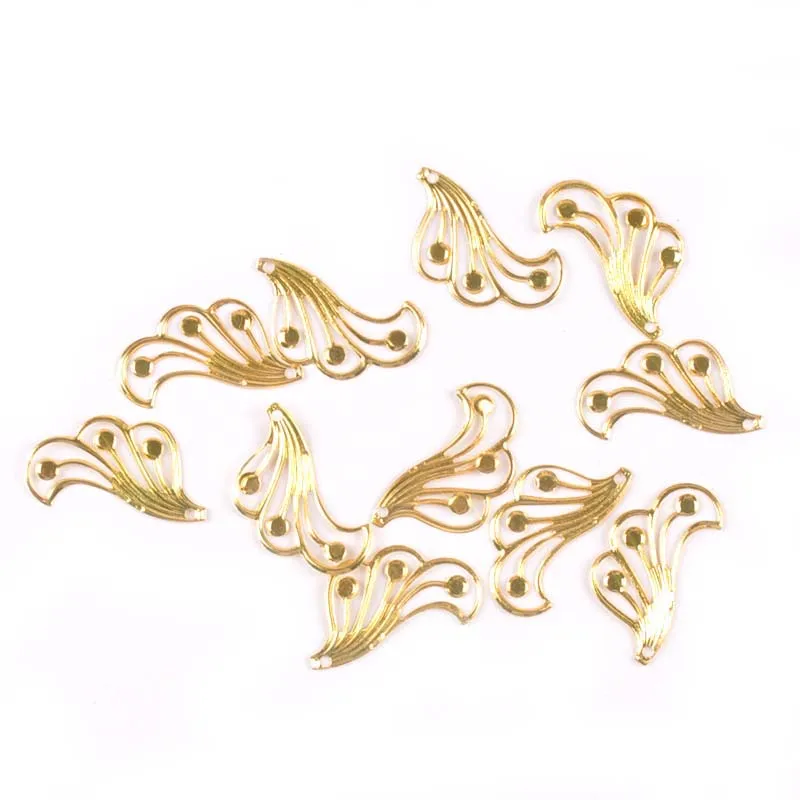 3 색 꽃 선조 랩 커넥터 DIY Embellishments에 대 한 금속 공예 수공예 스크랩북 만들기 50Pcs 43x21mm yk0765