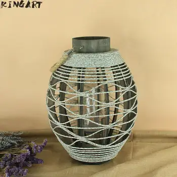 

40cm Big Vintage Candlestick Handmade Bamboo Lantern Vintage Retro Candle holder Antique Wedding Home Garden Bar Wood Lantern