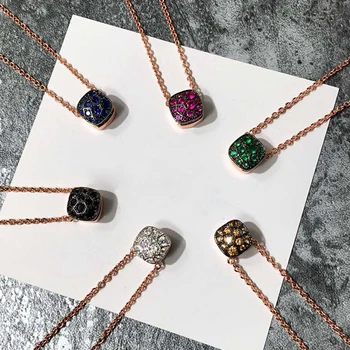 

Luxury Brand Full Colors Cubic Zirconia Stones Honeycomb Design Square Necklace Full 3A Zircon Pendant Women Fashion Jewelry