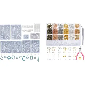 

463 Pieces Earring Making Supplies Kit with 3 Pairs Earring Resin Molds 2Pcs Stud Earring Jewelry Resin Silicone Molds